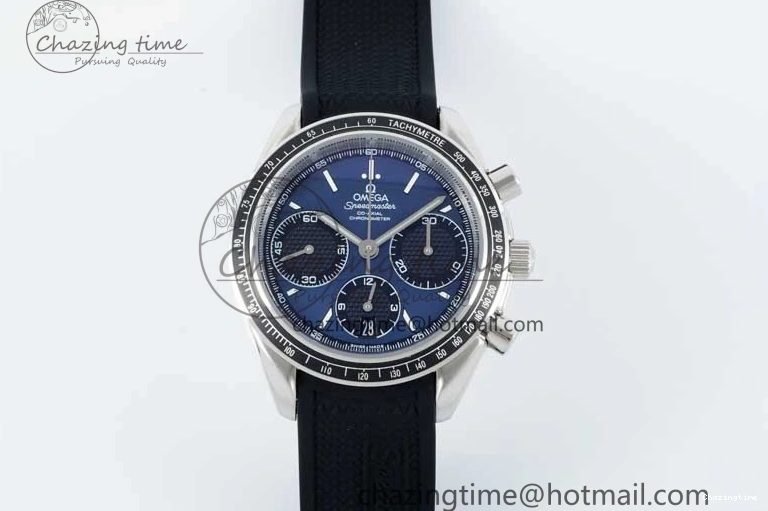 1227 SportInspired Speedmaster Racing Master SS HKF Best Edition Blue Black Dial on Black Rubber Strap A 7817